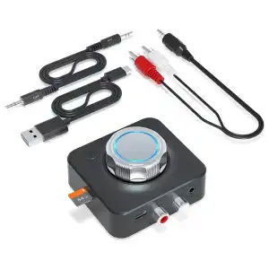 Adaptador Bluetooth 5.0 para equipos de musica , reproductora + 3.5 jack  + RCA + Control volumen + cambio de pista + play pause + rx miniatura 1